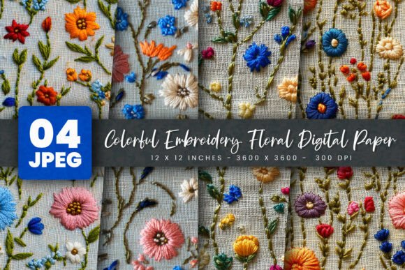 Reviewing Colorful Embroidery Floral Digital Paper