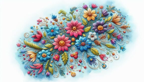 Traditional Flower Embroidery for Etsy Shops
